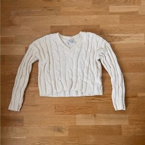 Madewell V-Neck Cable Knit Sweater - Cream